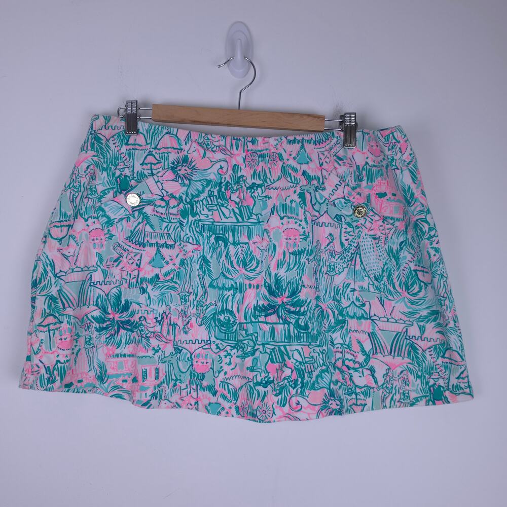 Lilly Pulitzer Madison Skort Bright Agate Green Colorful Camelflage Size XL